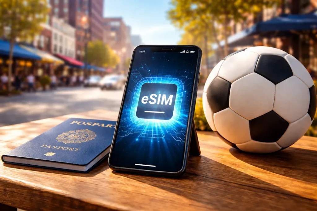 استخدام شريحة إنترنت كأس العالم 2026 من Airalo لفتح التذاكر الرقمية أمام الملعب